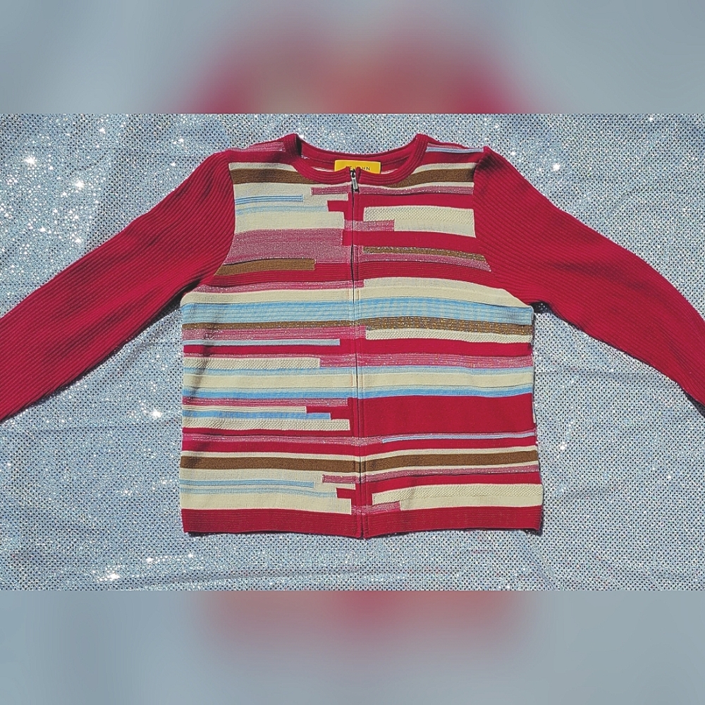 St John yellow tag zip cardigan
